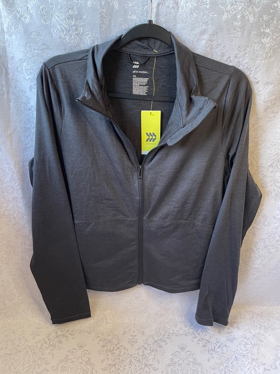all in motion Jackets & Blazers - NWT all in motion Charcoal Black Zip-Front Performance Jacket.  Size XXL.